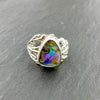 Bright Rainbow Boulder Opal Cedar Medicine Ring