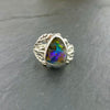Bright Rainbow Boulder Opal Cedar Medicine Ring