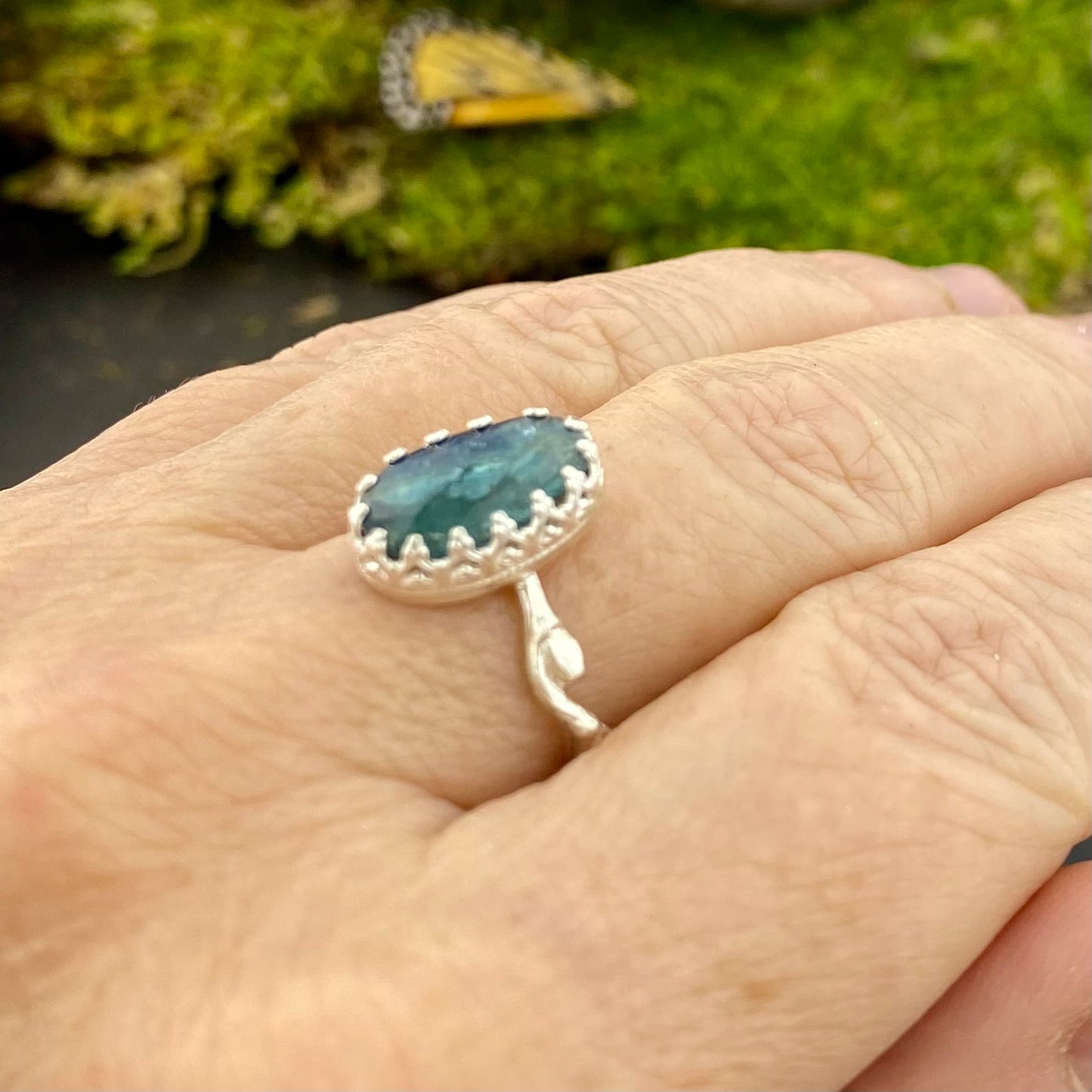 Teal Kyanite Goddess Ring