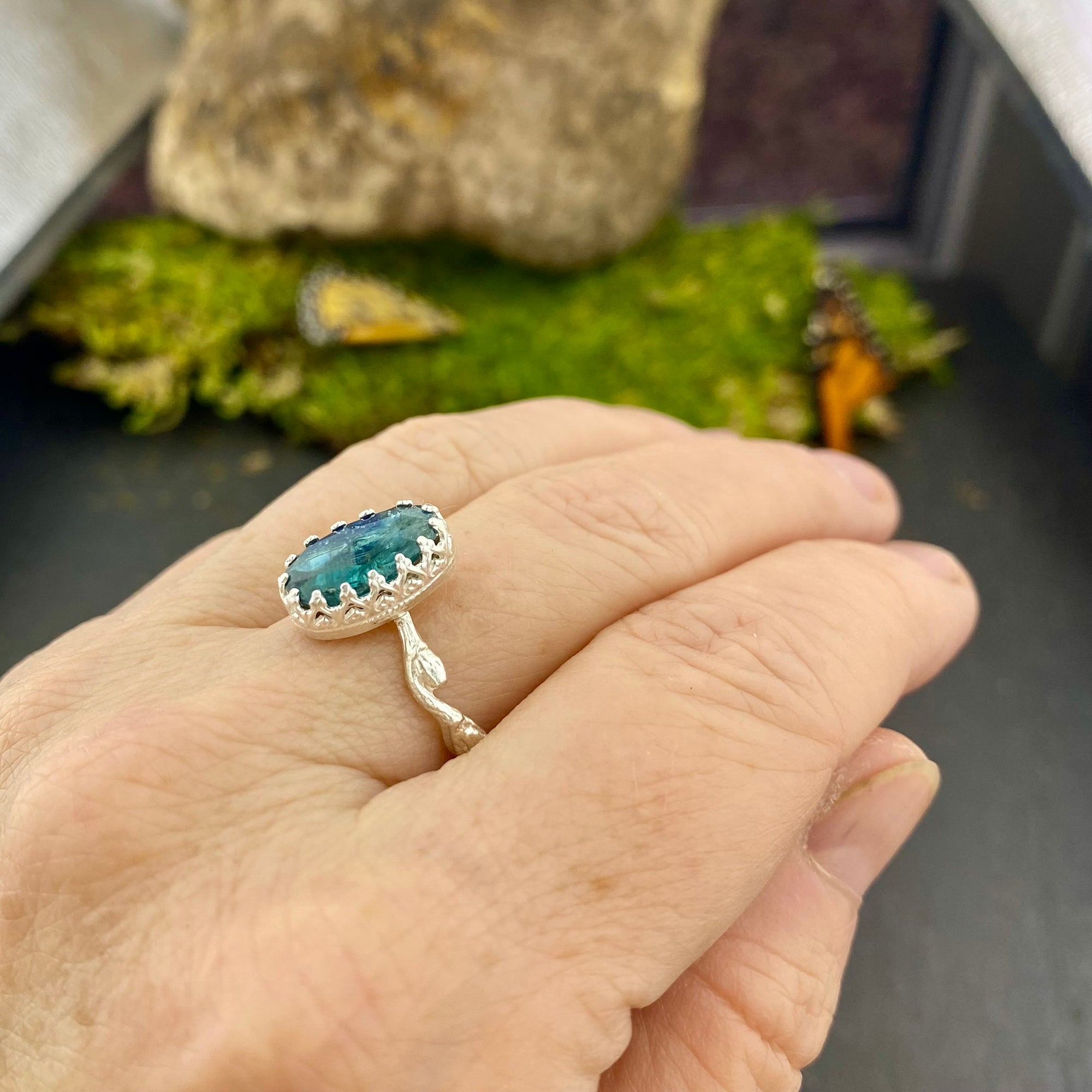 Teal Kyanite Goddess Ring