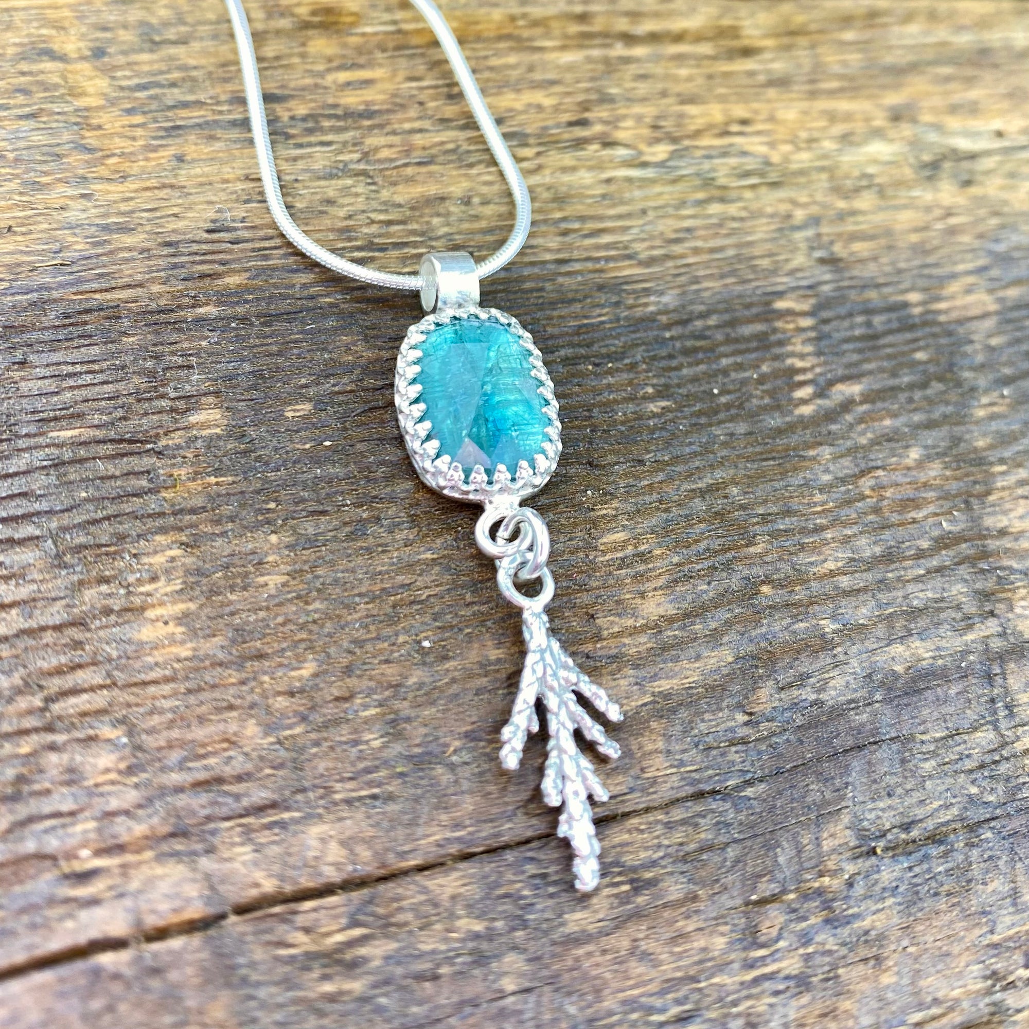 Teal Kyanite Cedar pendant