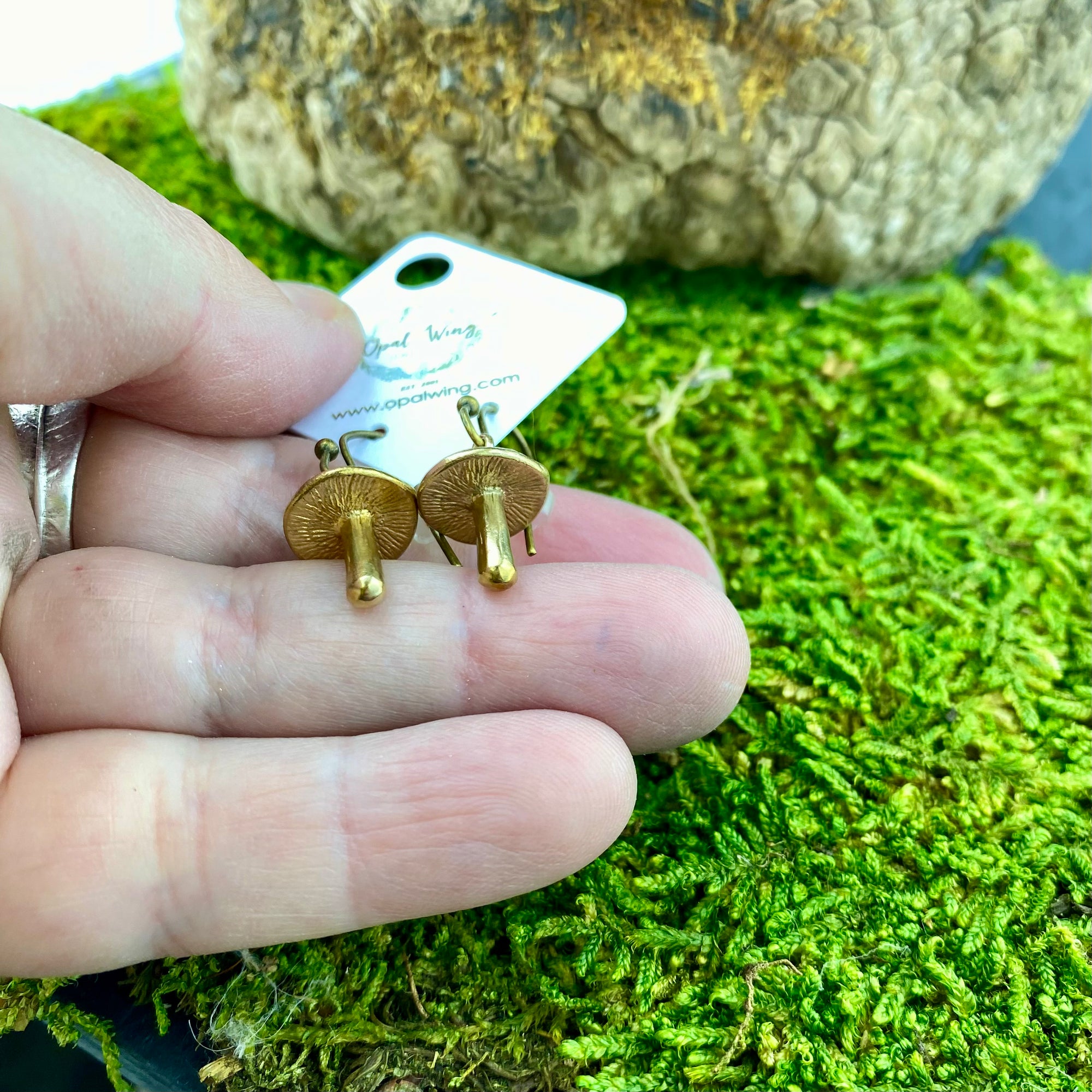 Mushroom Love Earrings in Bronze