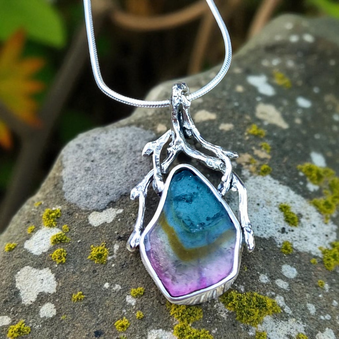 Tri-colour Tourmaline Sacred Heart Pendant