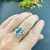 Bright green fire Opal Cedar Ring