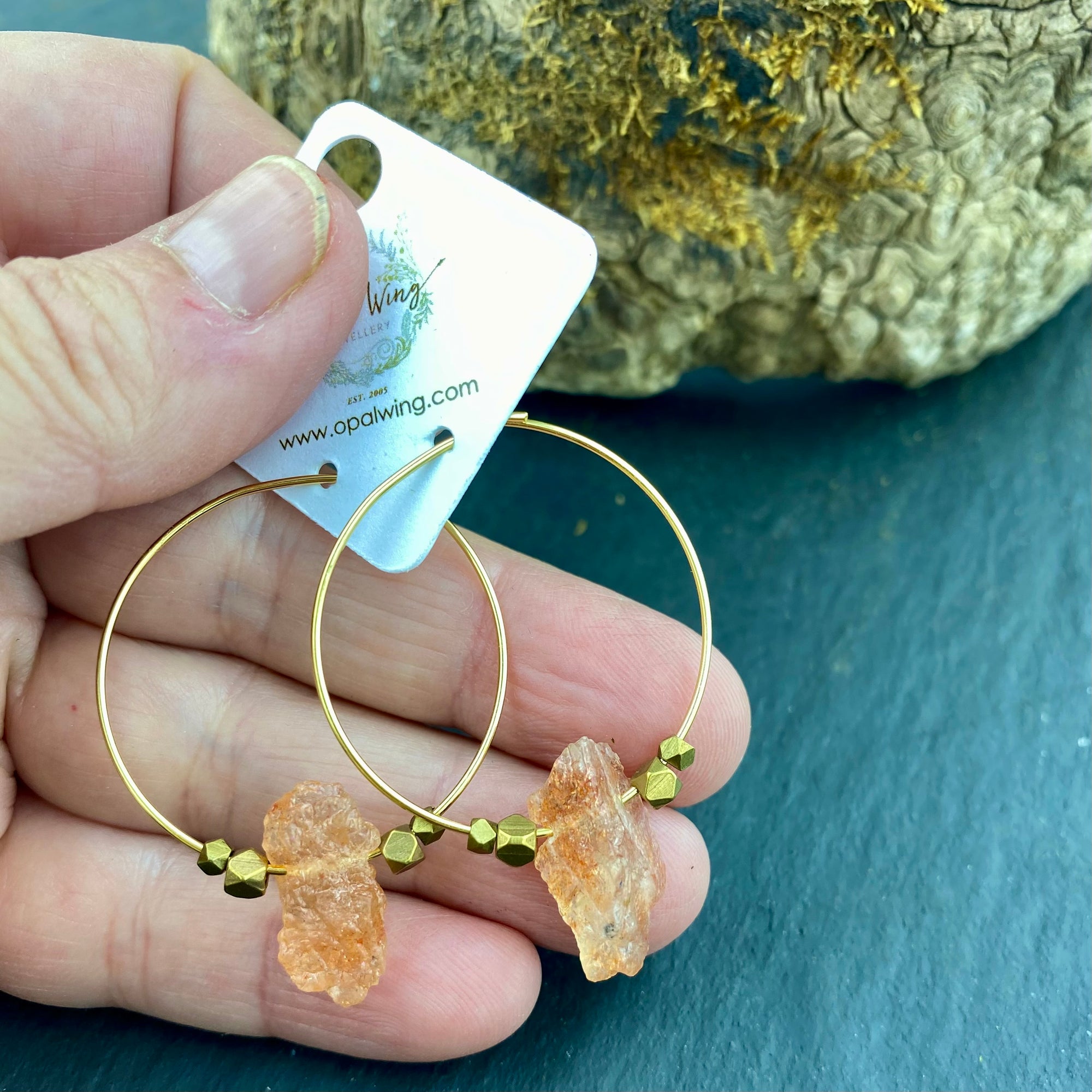 Gold Filled *Selene* earrings with Sunstone