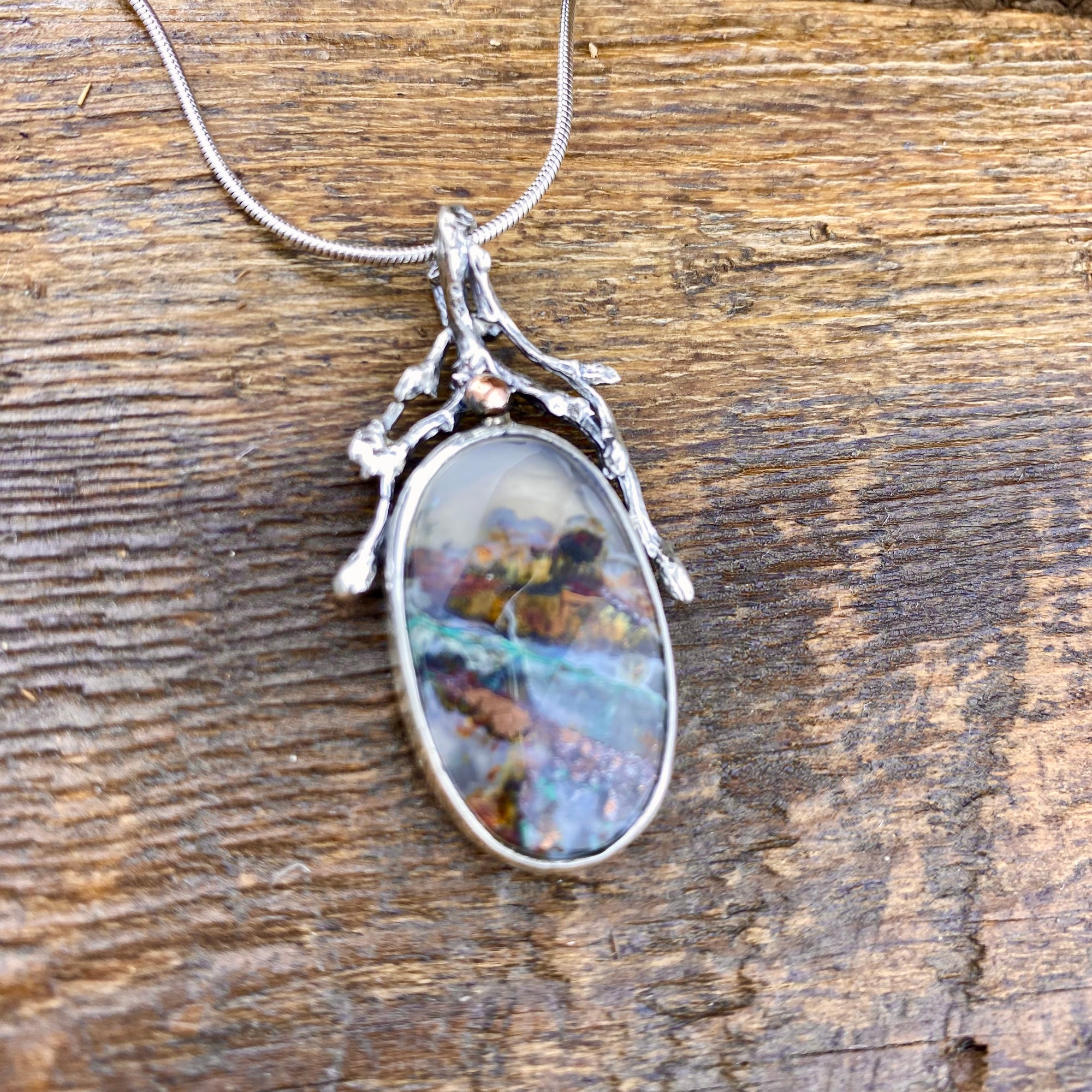 Gem Silica Chrysocolla with Copper Pendant