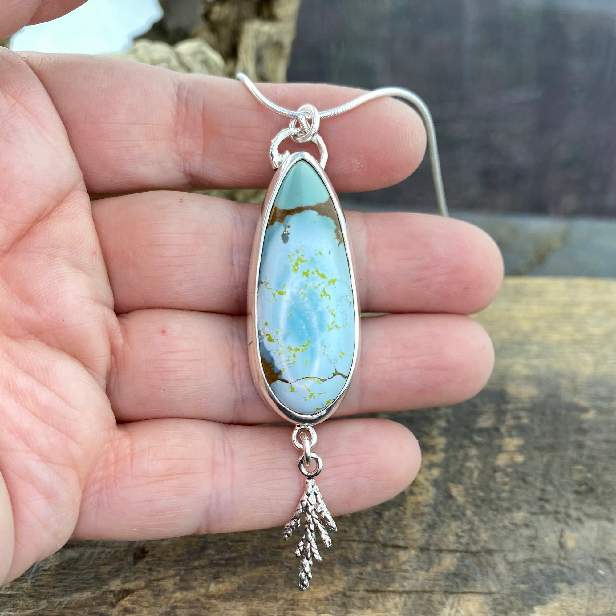 Natural Gobi Turquoise cedar Pendant