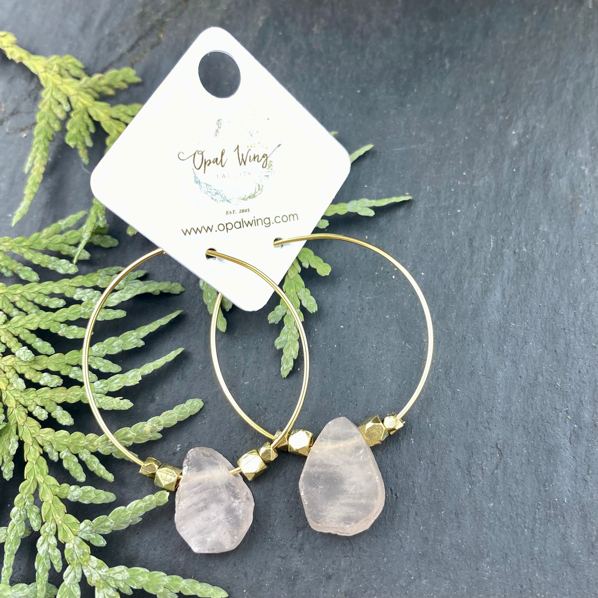 Gold Filled *Selene* earrings with Rose Quartz