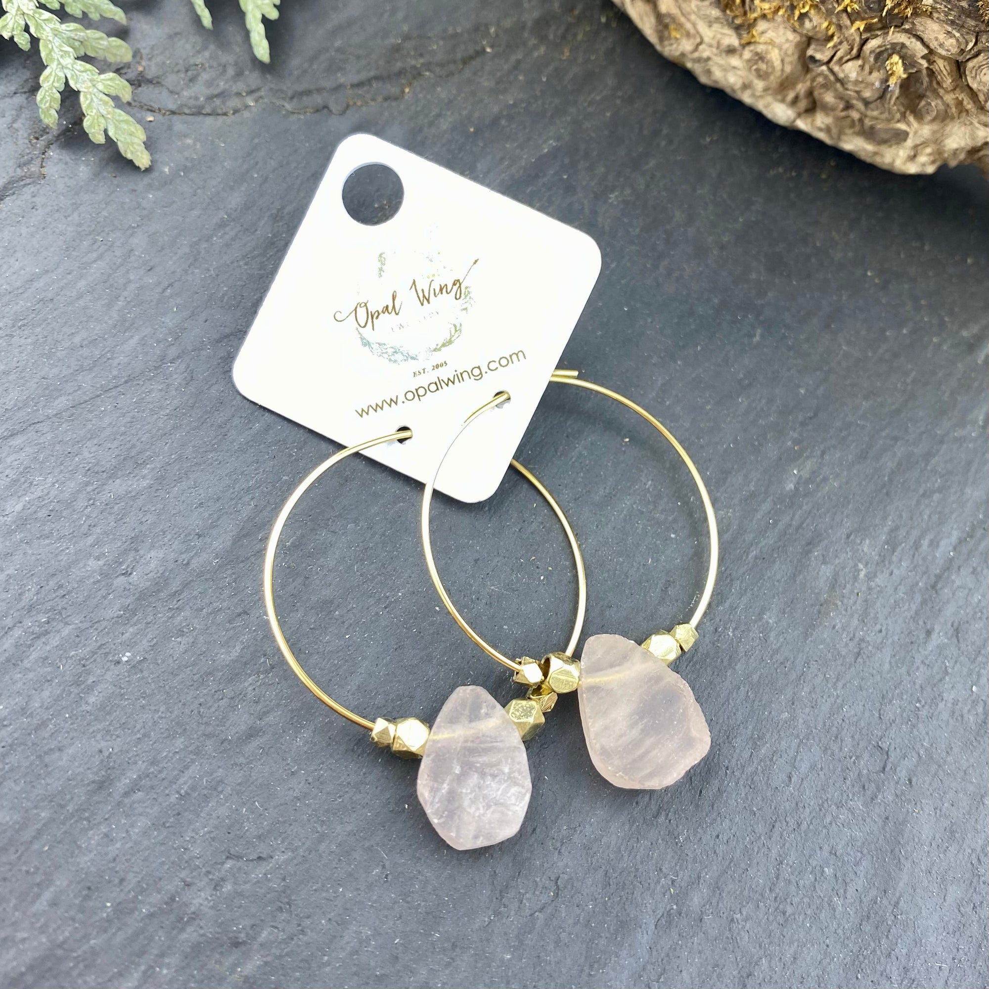 Gold Filled *Selene* earrings with Rose Quartz