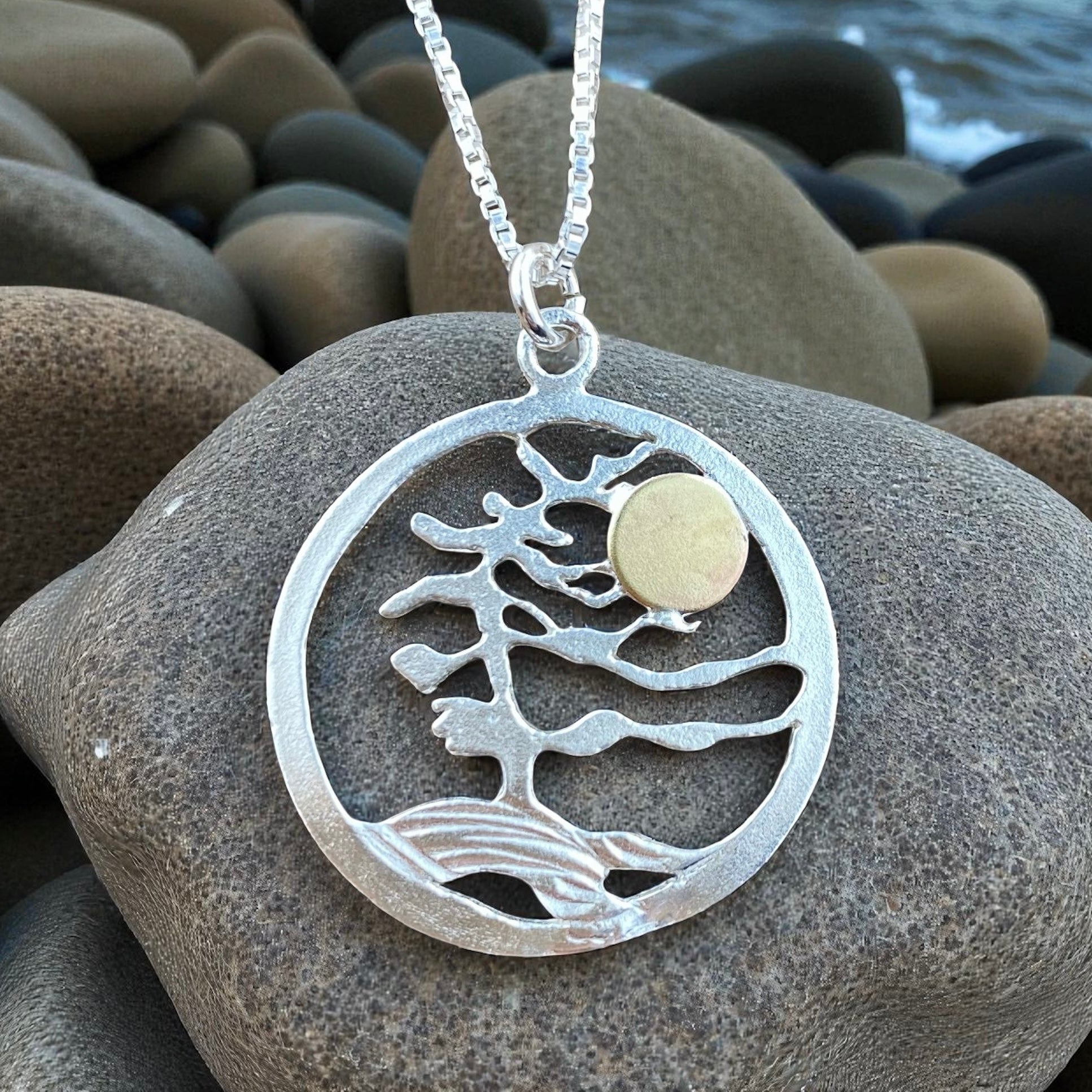 Round Sunset Windswept Georgian Bay Pine Pendant