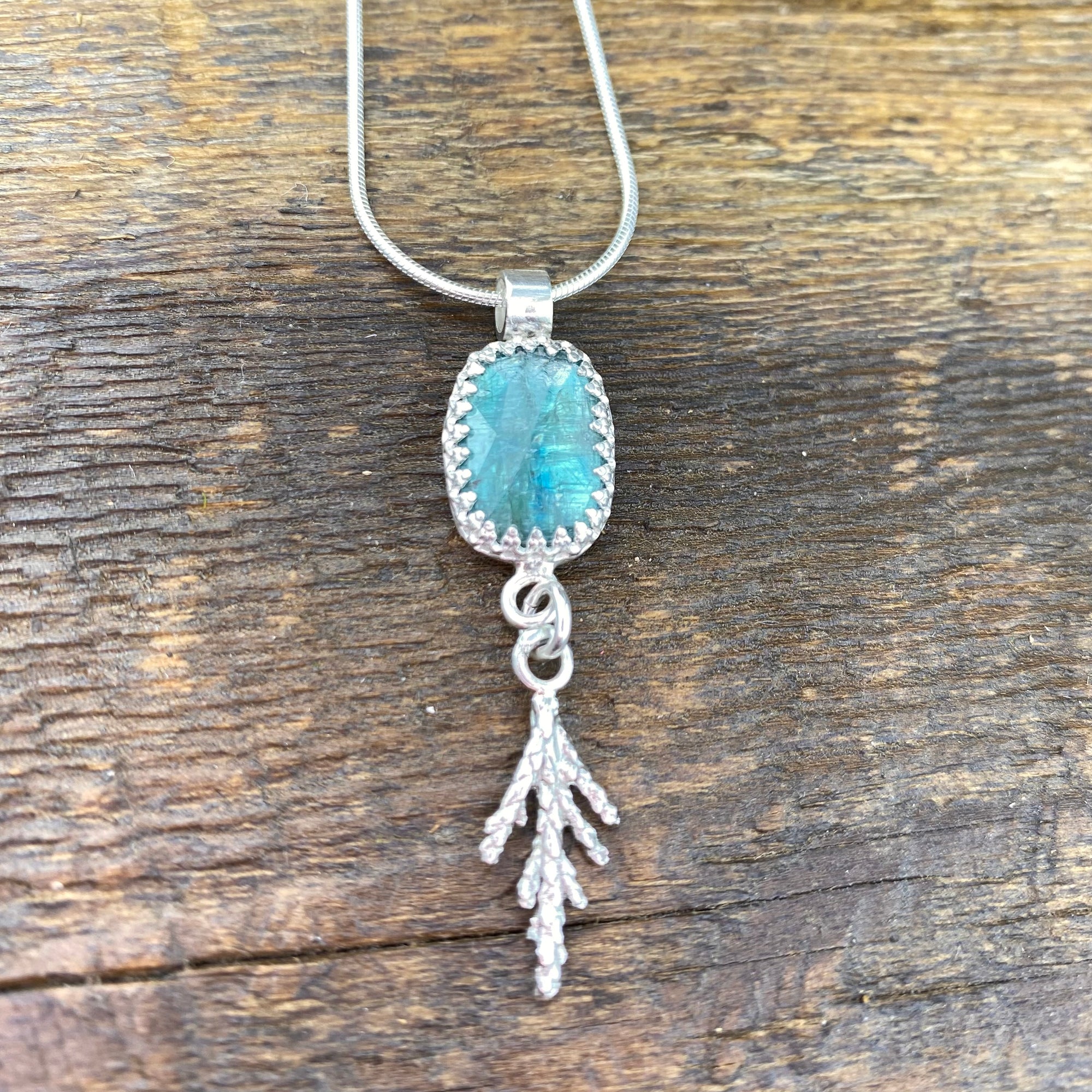 Teal Kyanite Cedar pendant