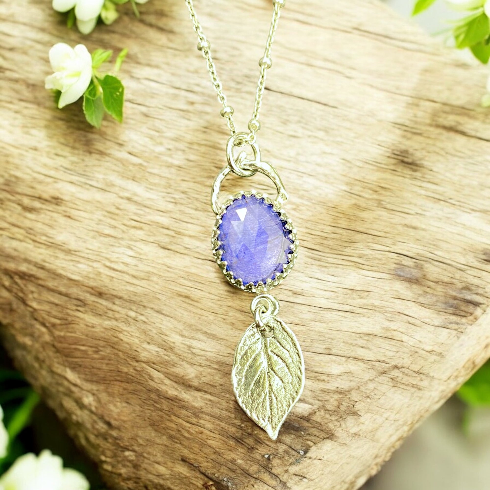 Reserved: Blue tanzanite Wild Rose Pendant