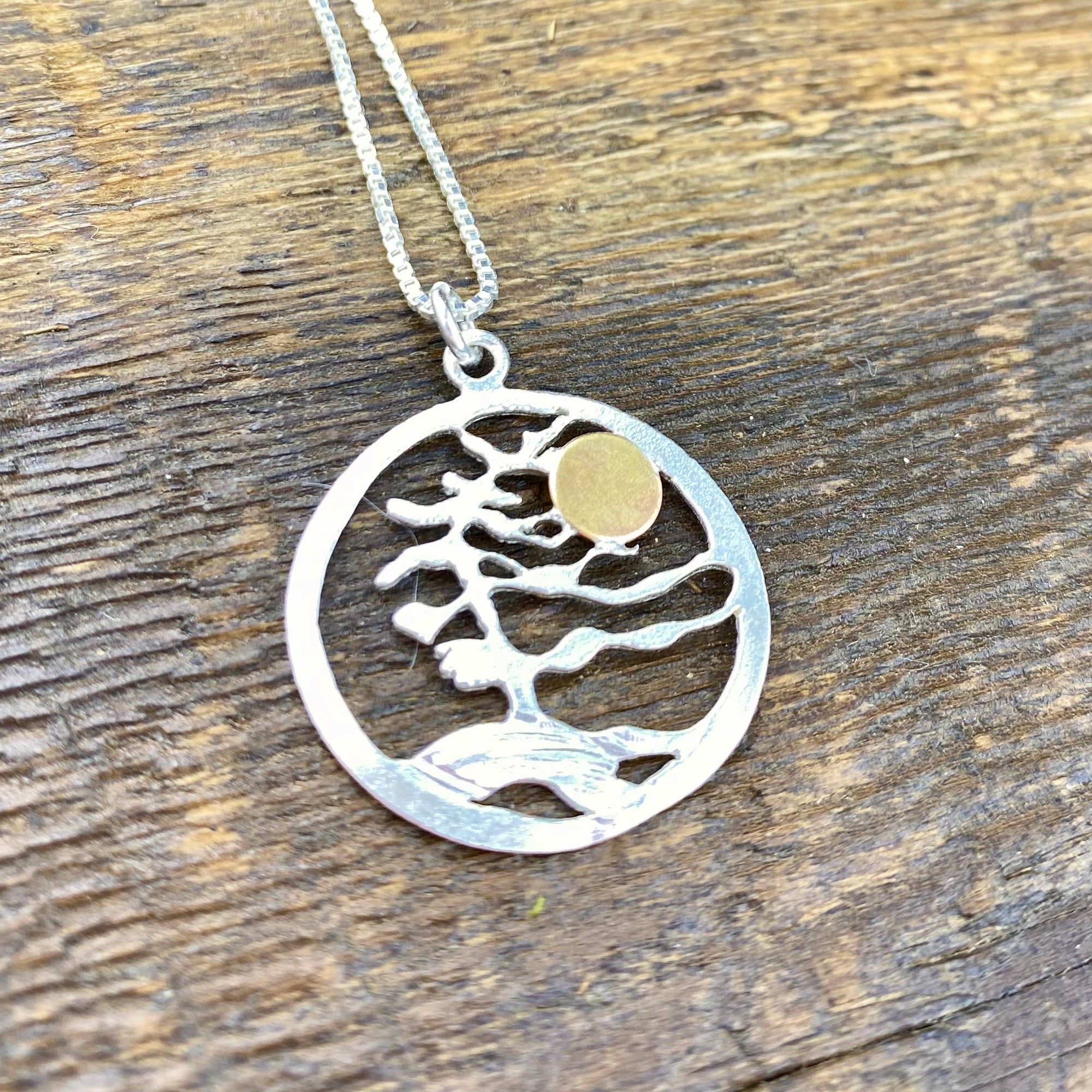 Round Sunset Windswept Georgian Bay Pine Pendant