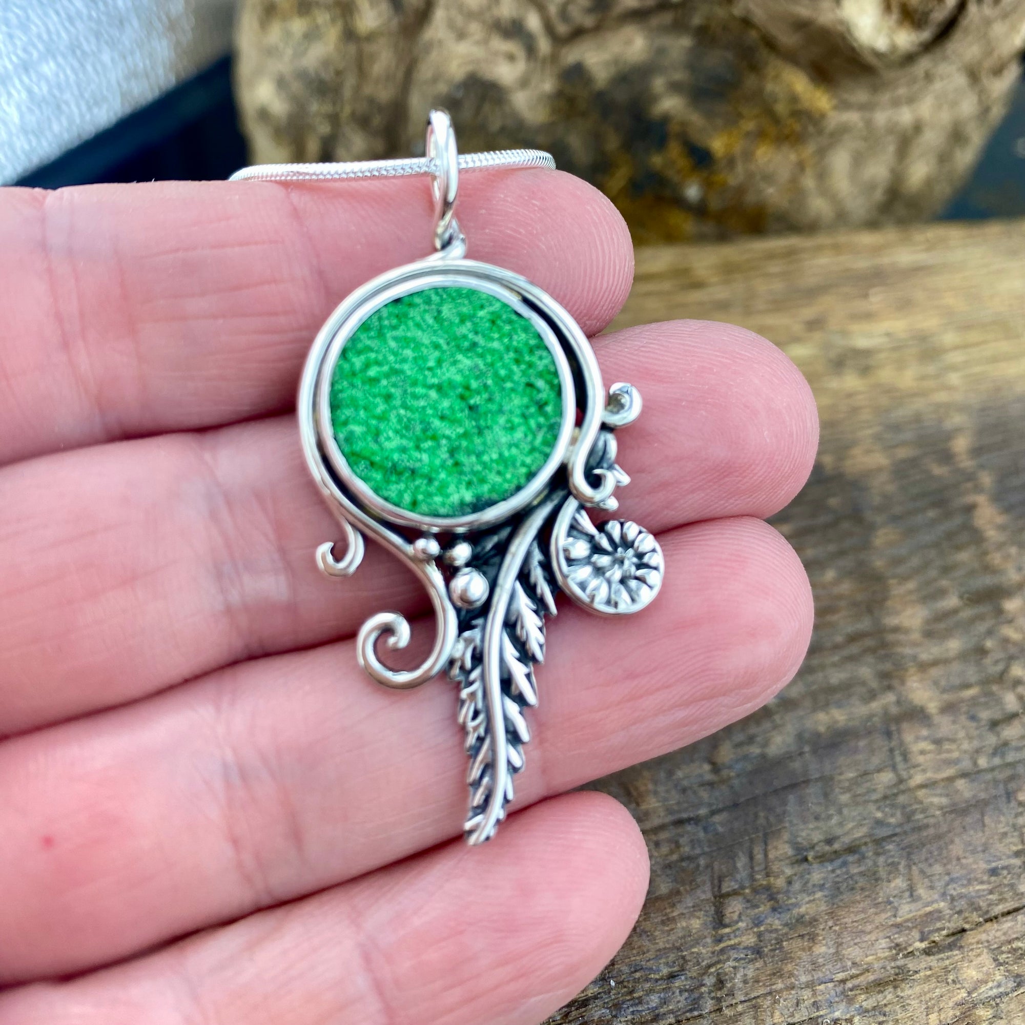 Green Goddess pendant with Uvavorite