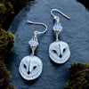 Owl Porcelain earrings with moonstone