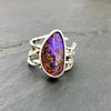Purple Glow Boulder Pipe Opal Ring