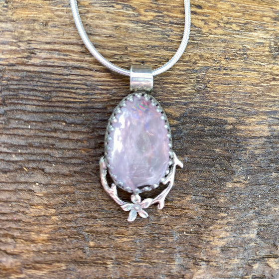 Rose Quartz floral glow pendant