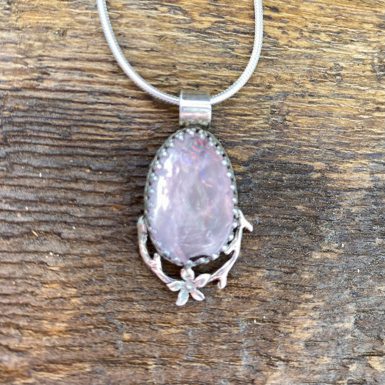 Rose Quartz floral glow pendant