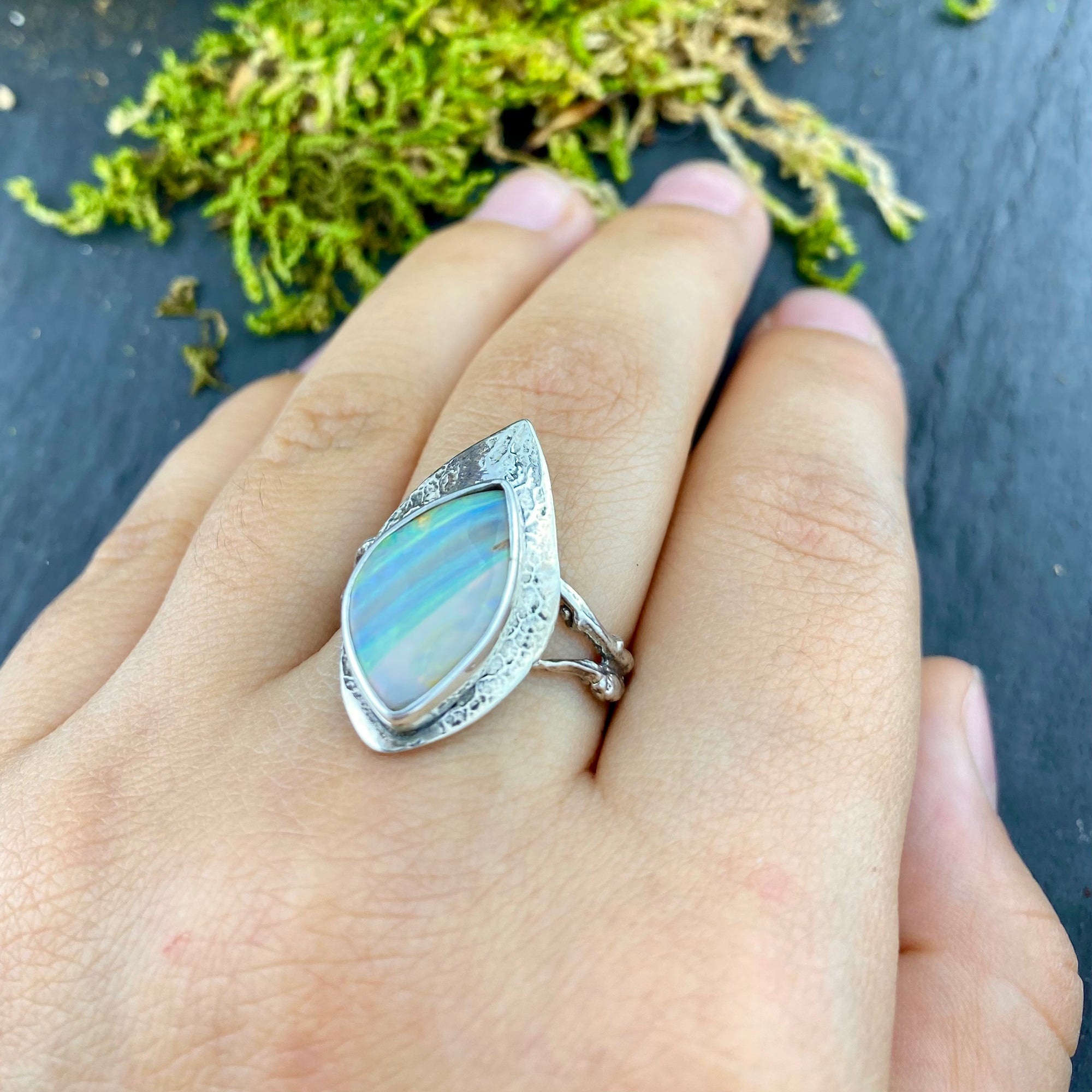 Crystal Opal Alder Medicine Ring