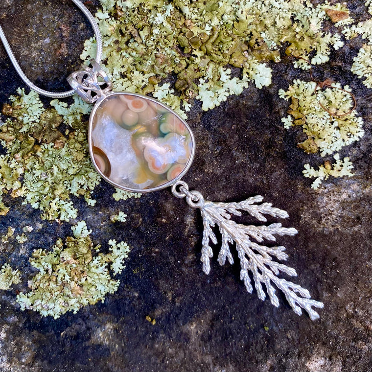 Emergence Pendant with Cedar and Ocean Jasper