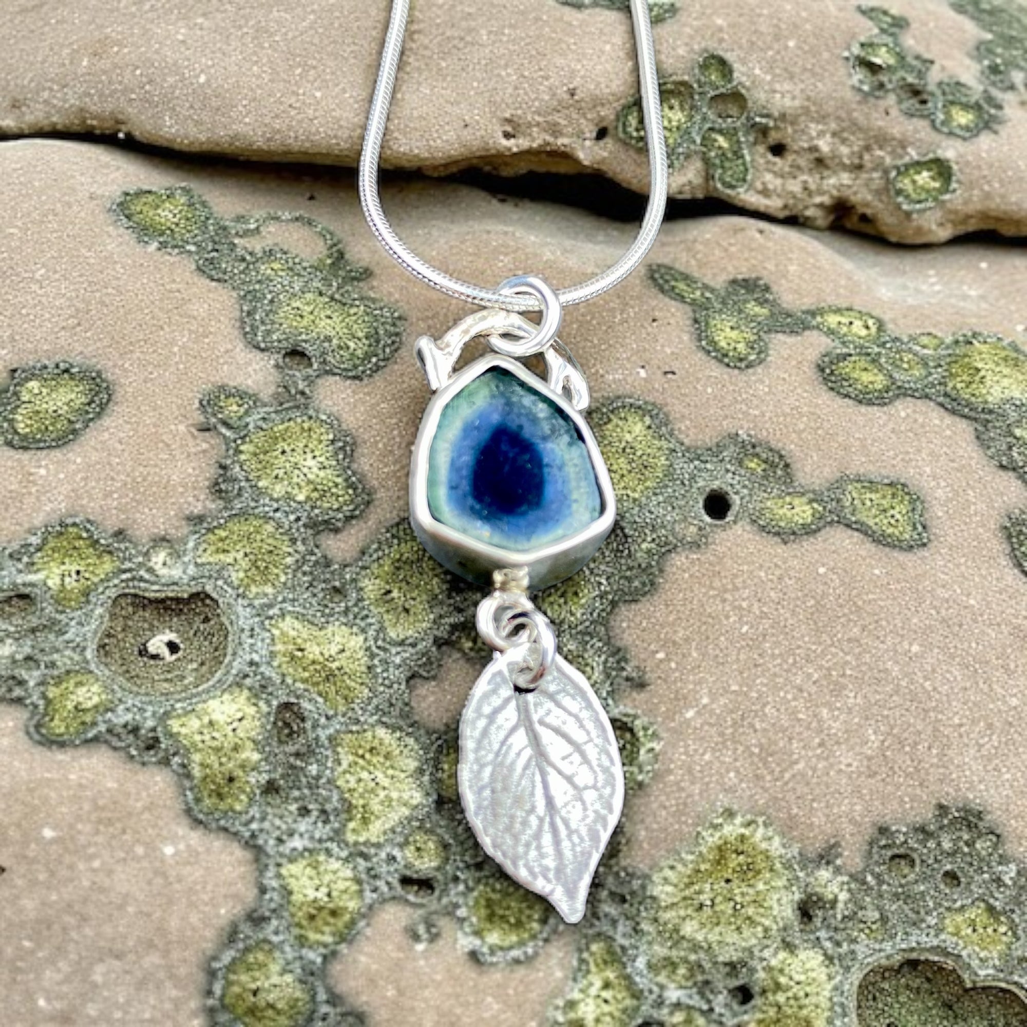 Blue Indicolite Tourmaline Wild Rose Pendant