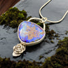 Deep Purple Boulder Opal Rose Pendant