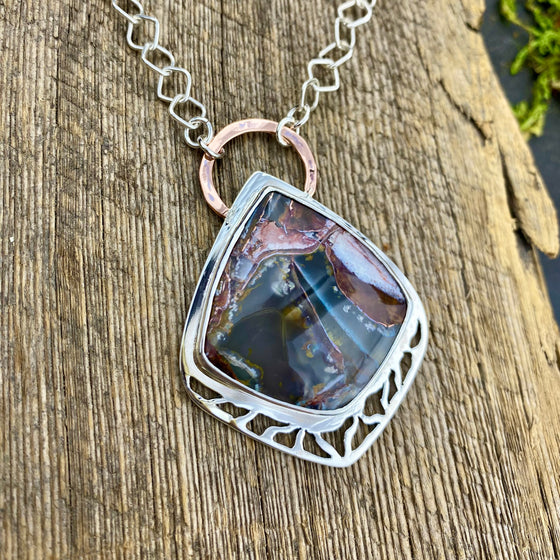 Gem Silica Chrysocolla with Copper Pendant