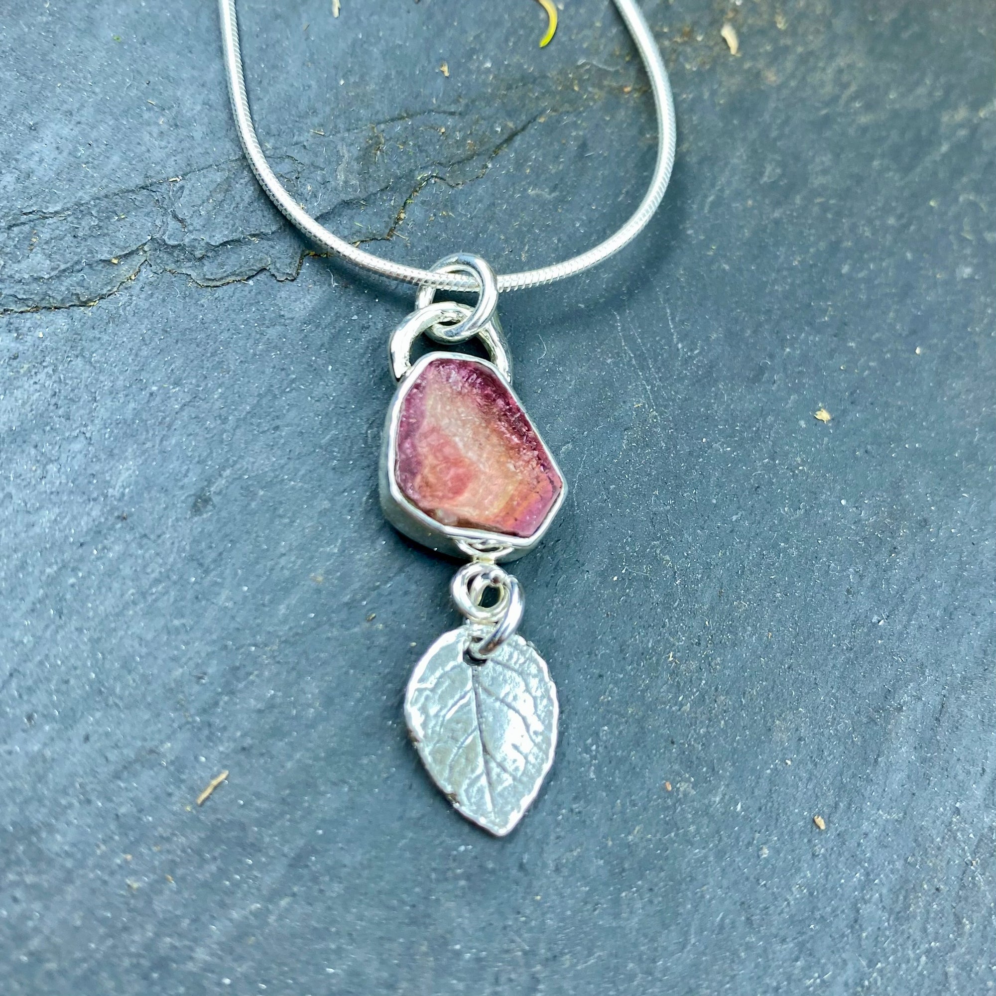 Pink Tourmaline Slice pendant