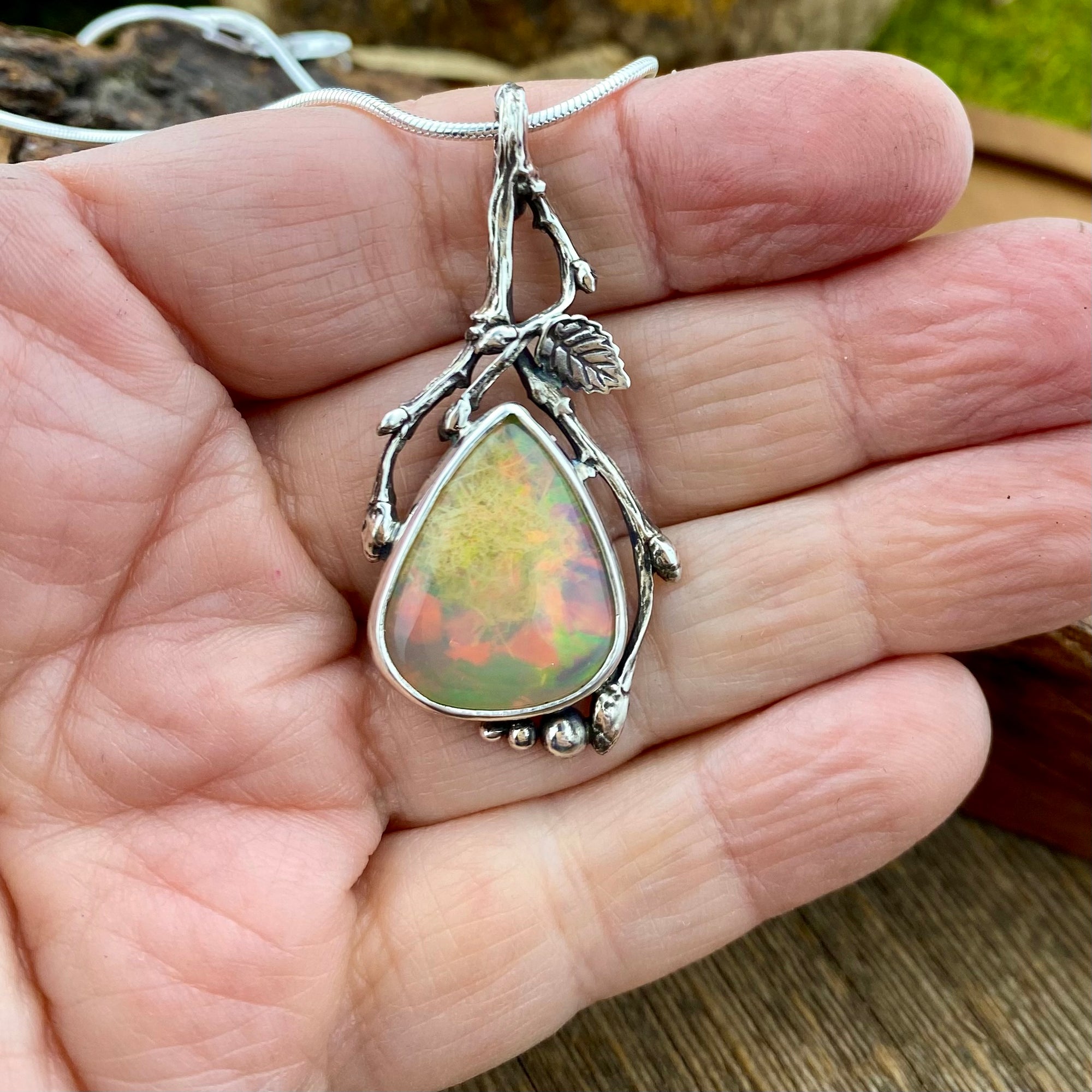 Deep Fire Welo Opal Emergence Pendant