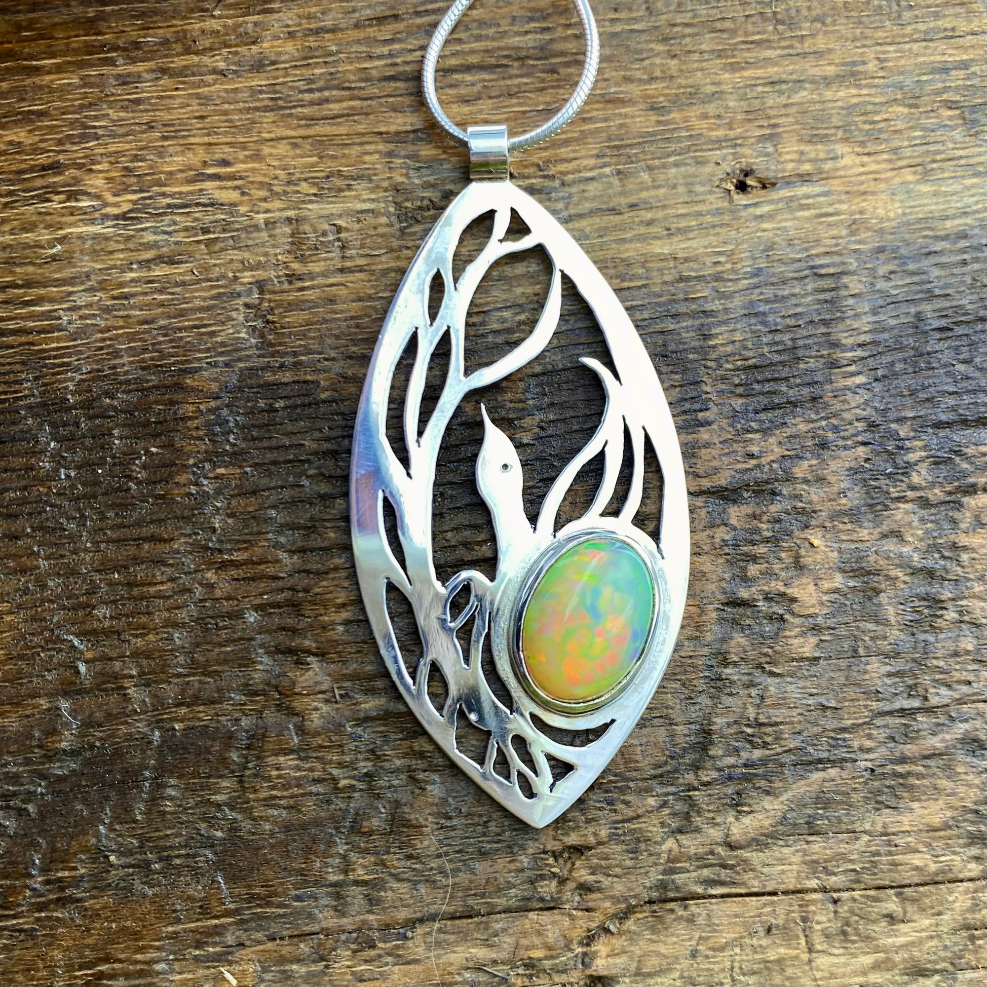Fire Opal Phoenix Pendant