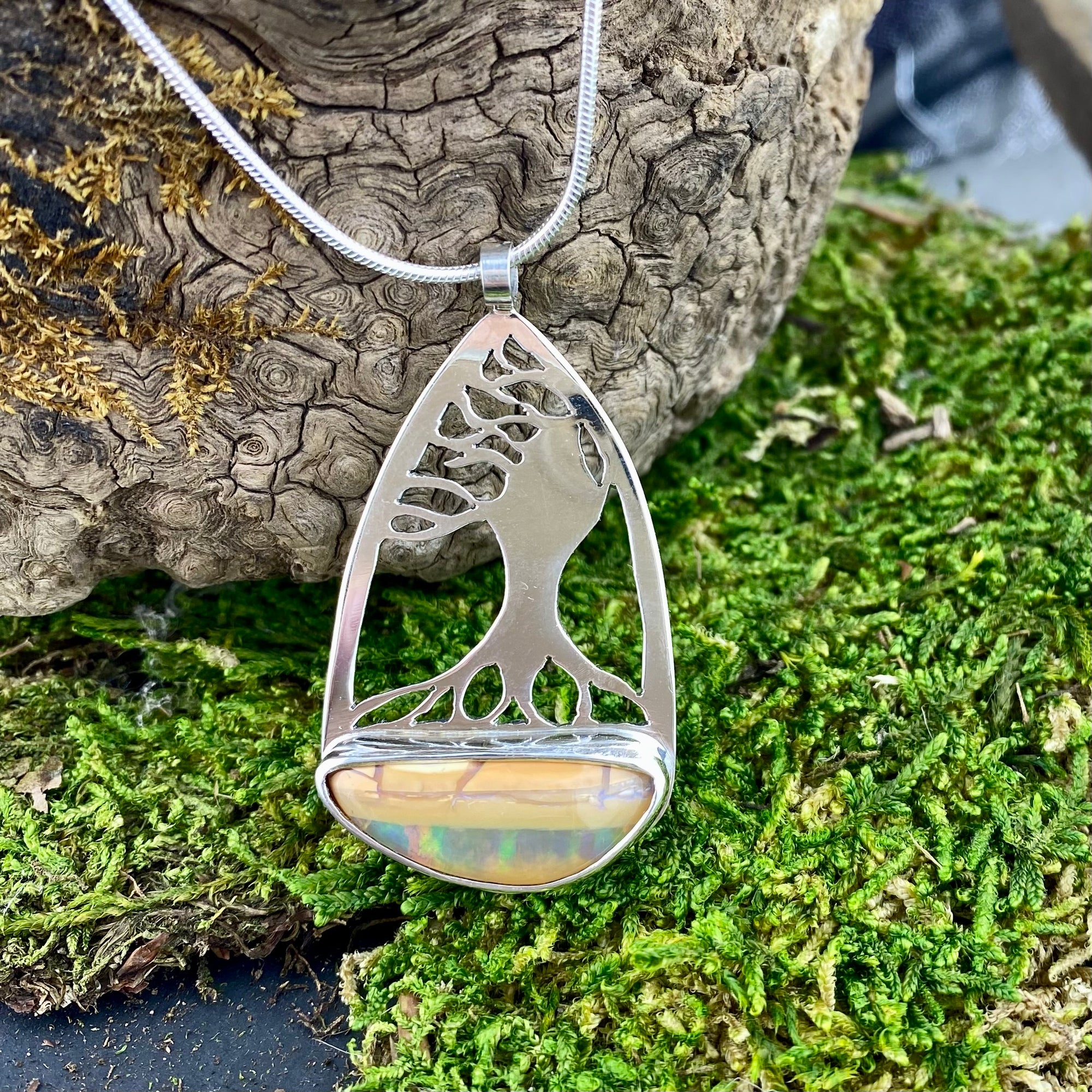 Windswept Tree Pipe Boulder Opal Pendant