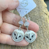 Owl Porcelain earrings with moonstone