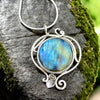 Labradorite Moon floral flow pendant