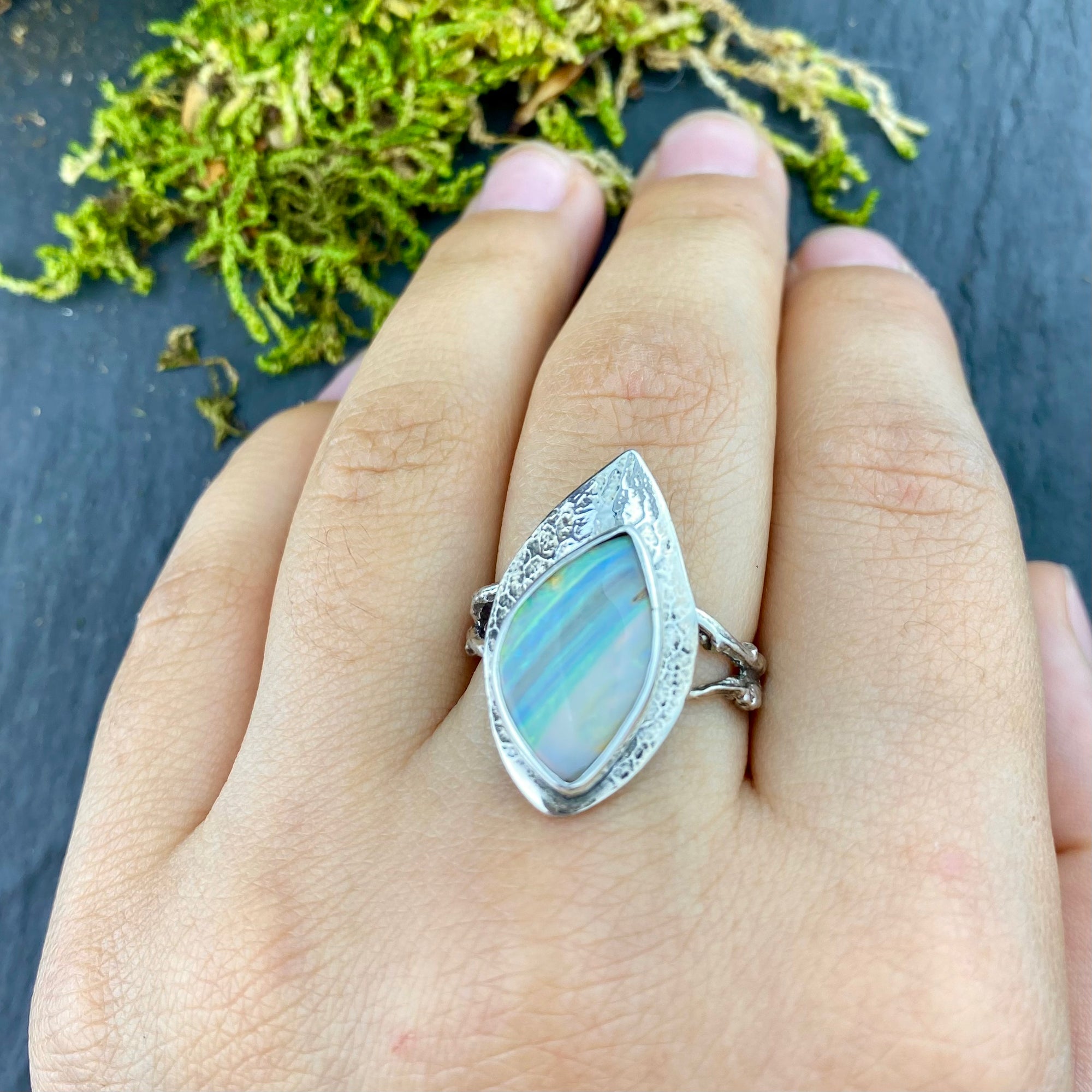 Crystal Opal Alder Medicine Ring