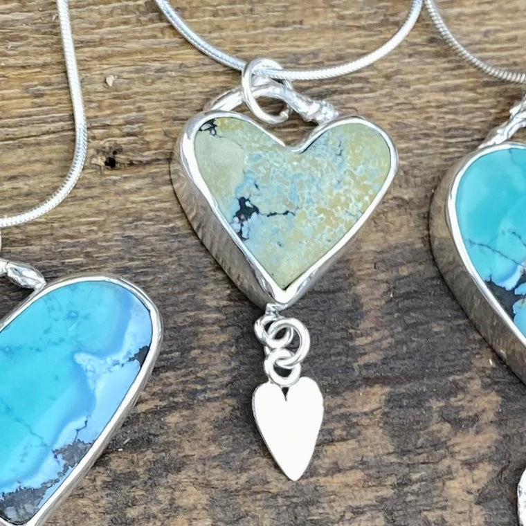 Reserved for Piper - Speak from the Heart Green Turquoise Pendant