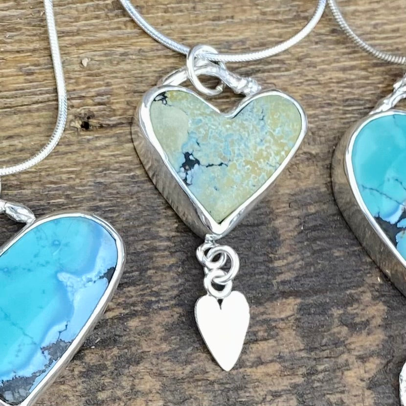 Reserved for Piper - Speak from the Heart Green Turquoise Pendant