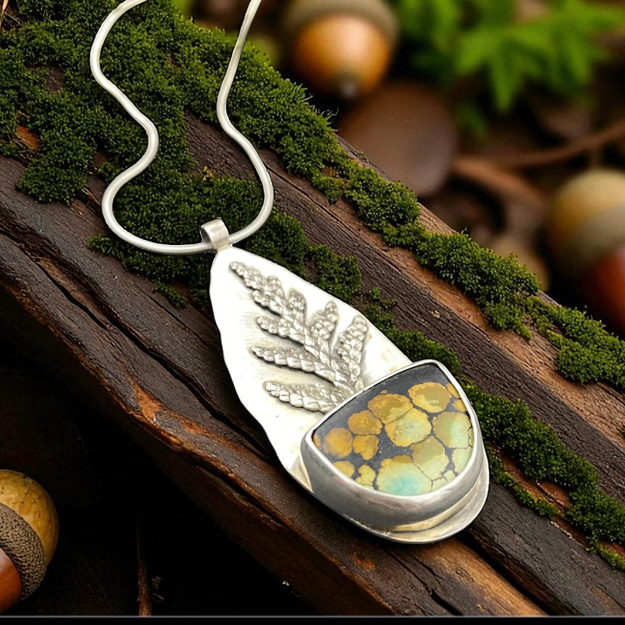 Grounded Natural Hubei Turquoise Pendant