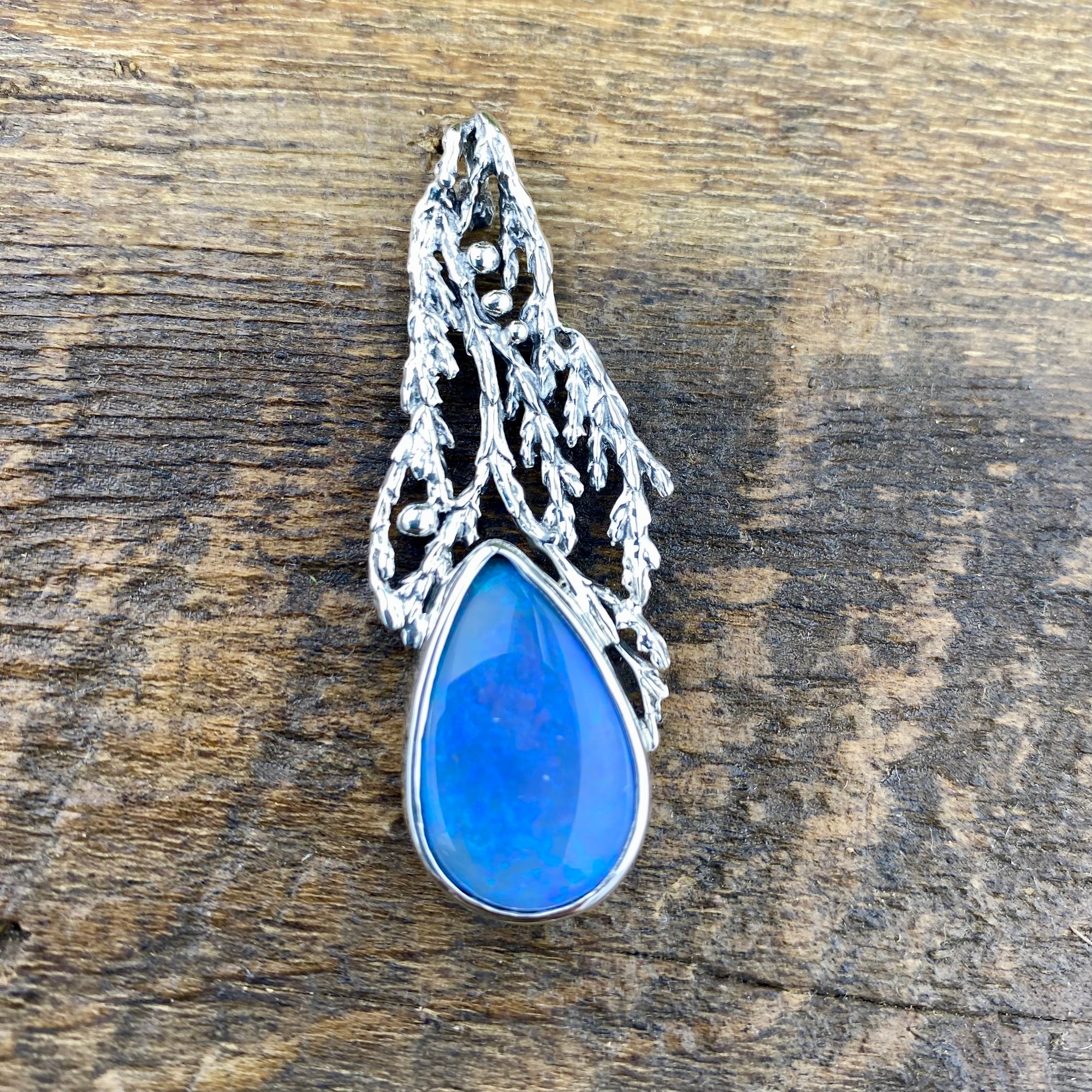 Reserved for Courtney: Fire Opal Cedar pendant