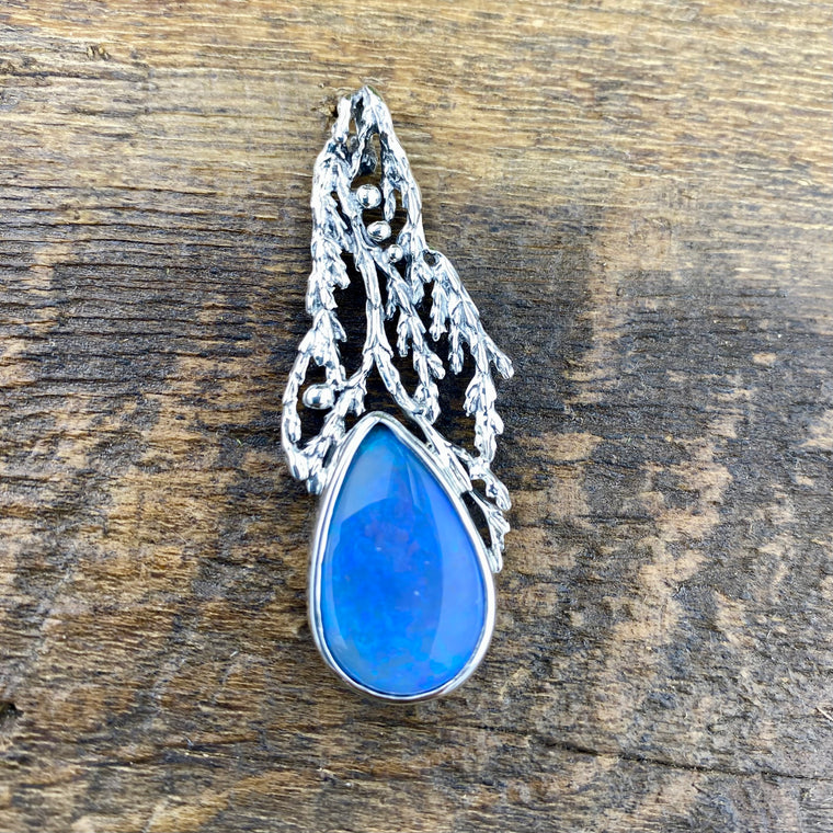 Reserved for Courtney: Fire Opal Cedar pendant