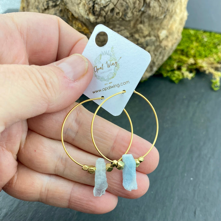 Gold Filled *Selene* earrings with Aquamarine