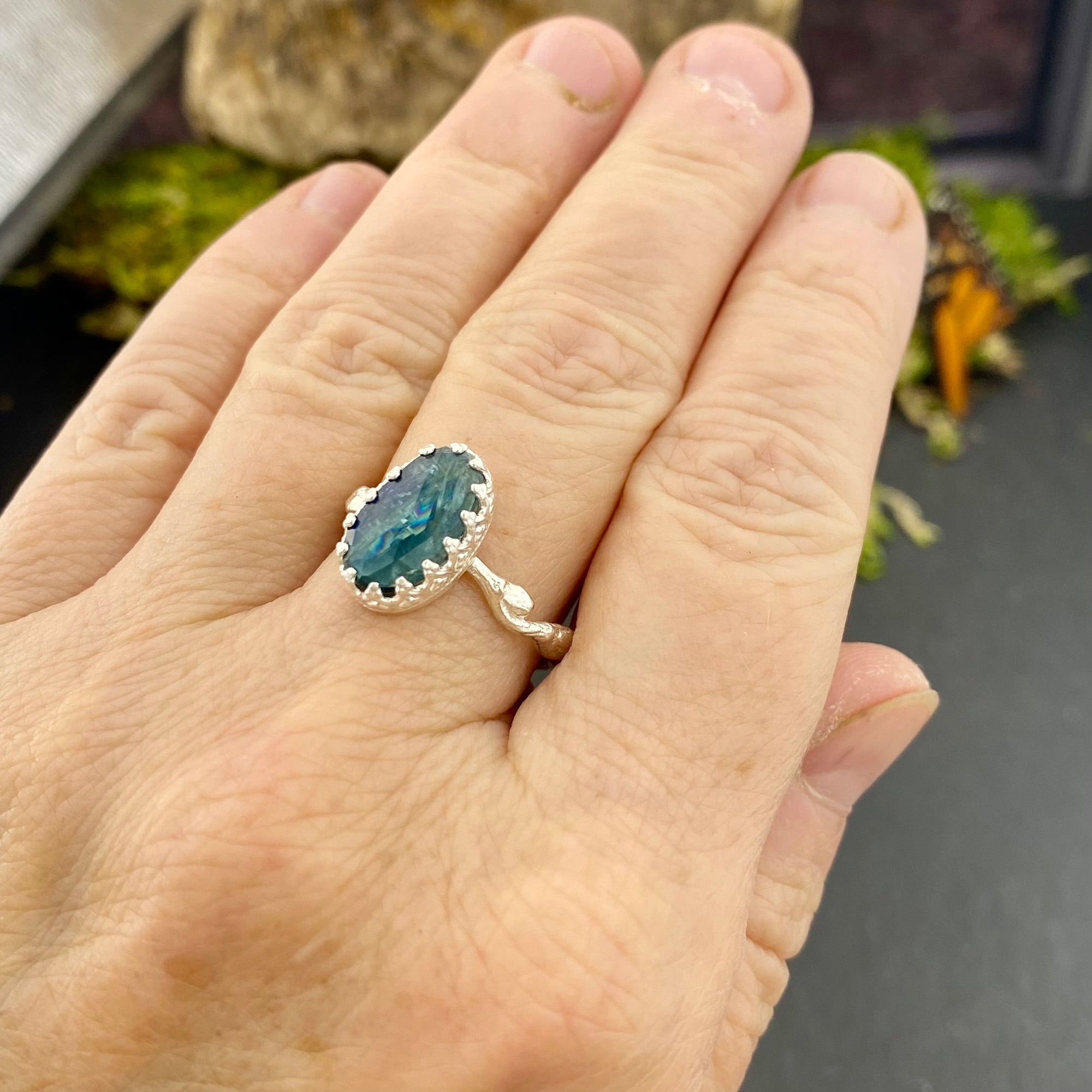 Teal Kyanite Goddess Ring