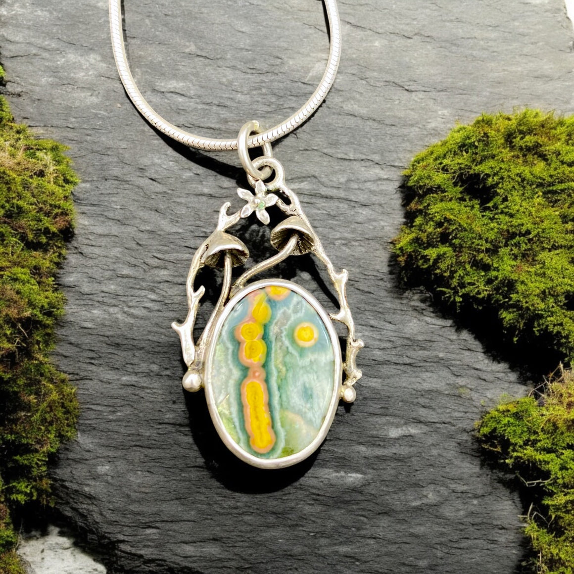 Ocean Jasper Abundant Mushroom Pendant