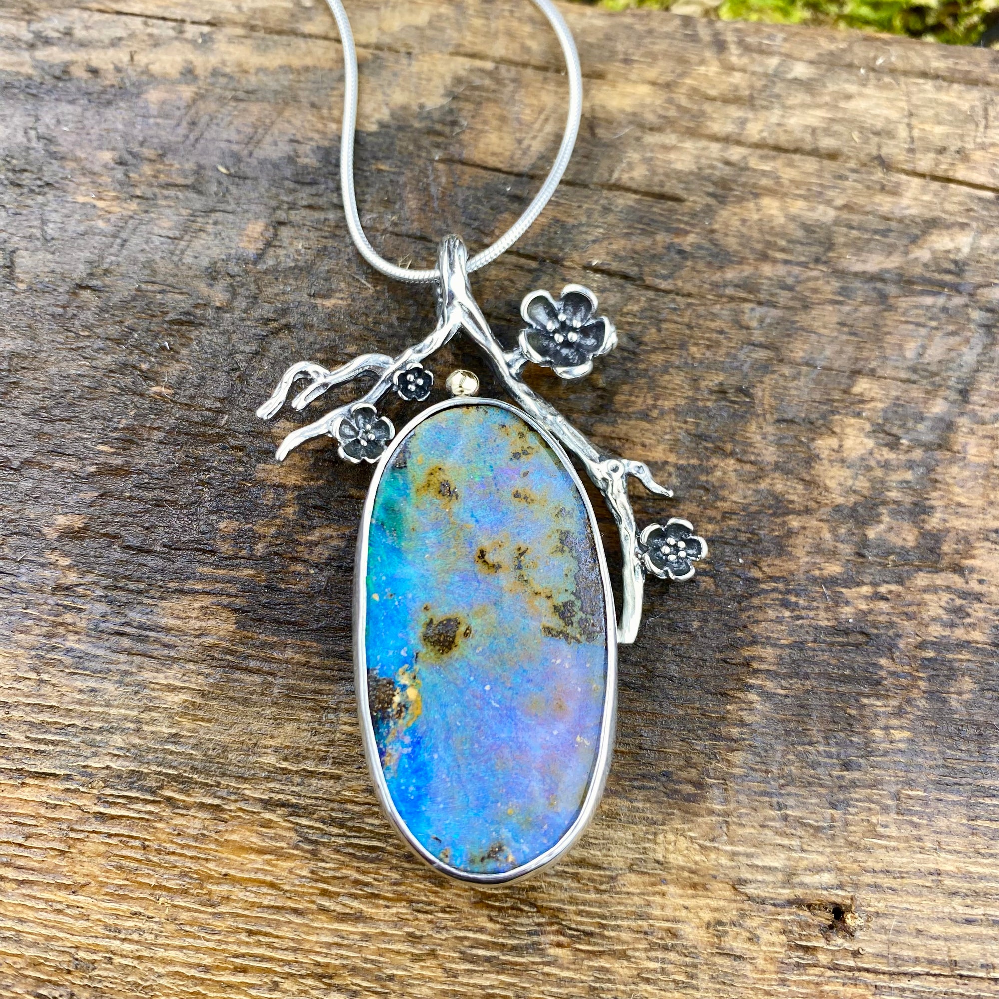 Beautiful Boulder Opal cherry blossom Abundance Pendant