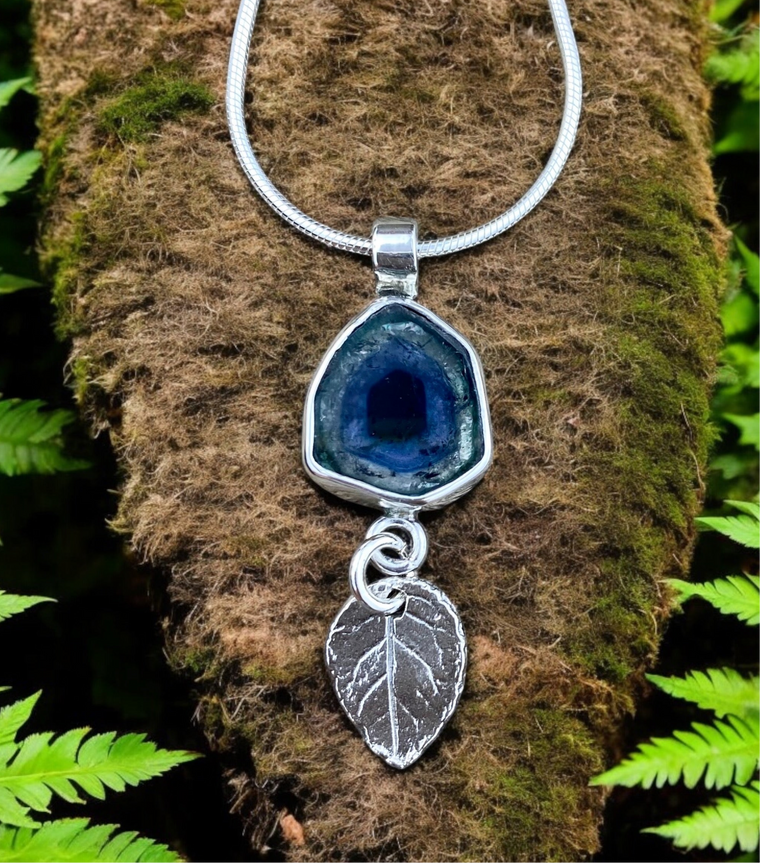 Blue Indicolite Tourmaline Wild Rose Pendant