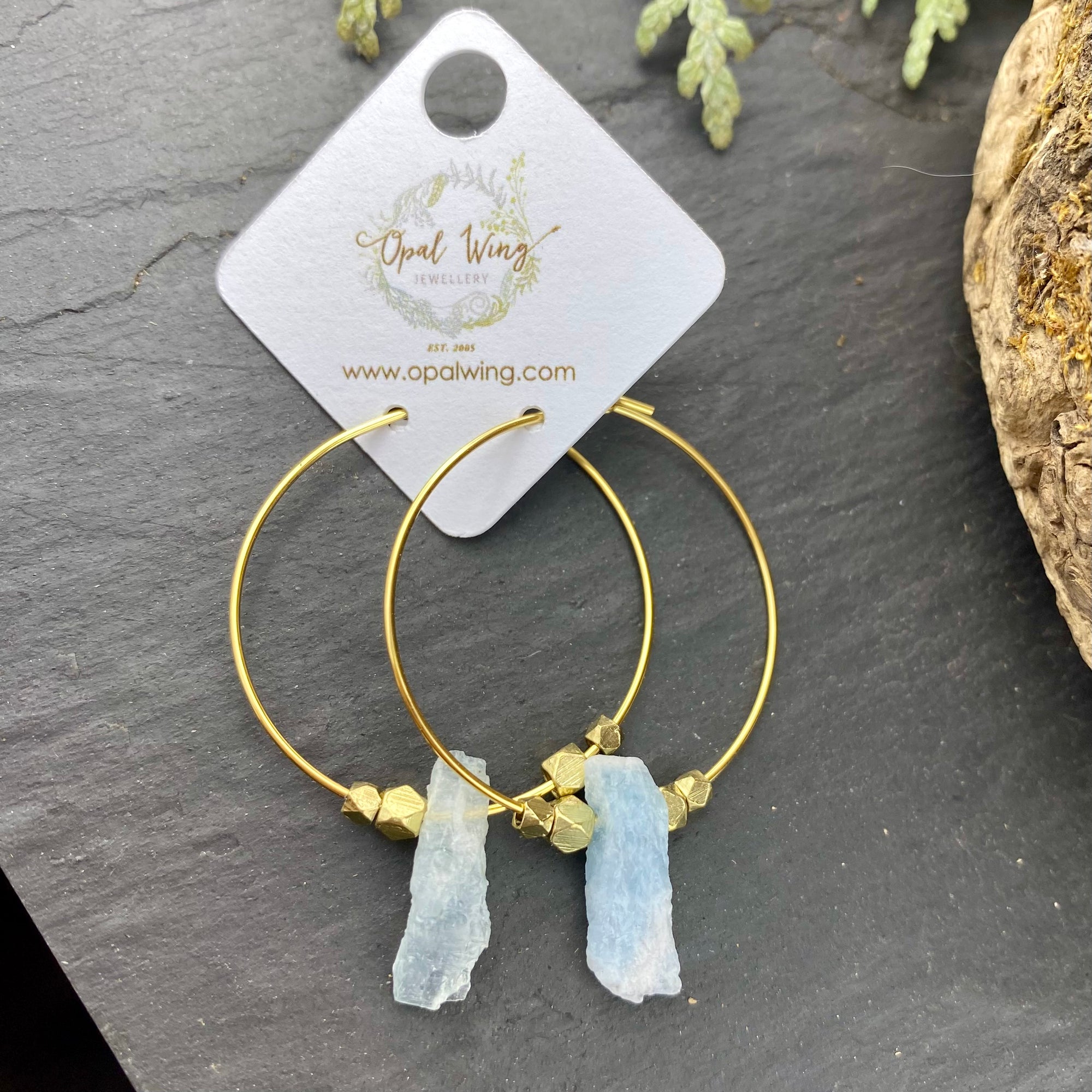 Gold Filled *Selene* earrings with Aquamarine