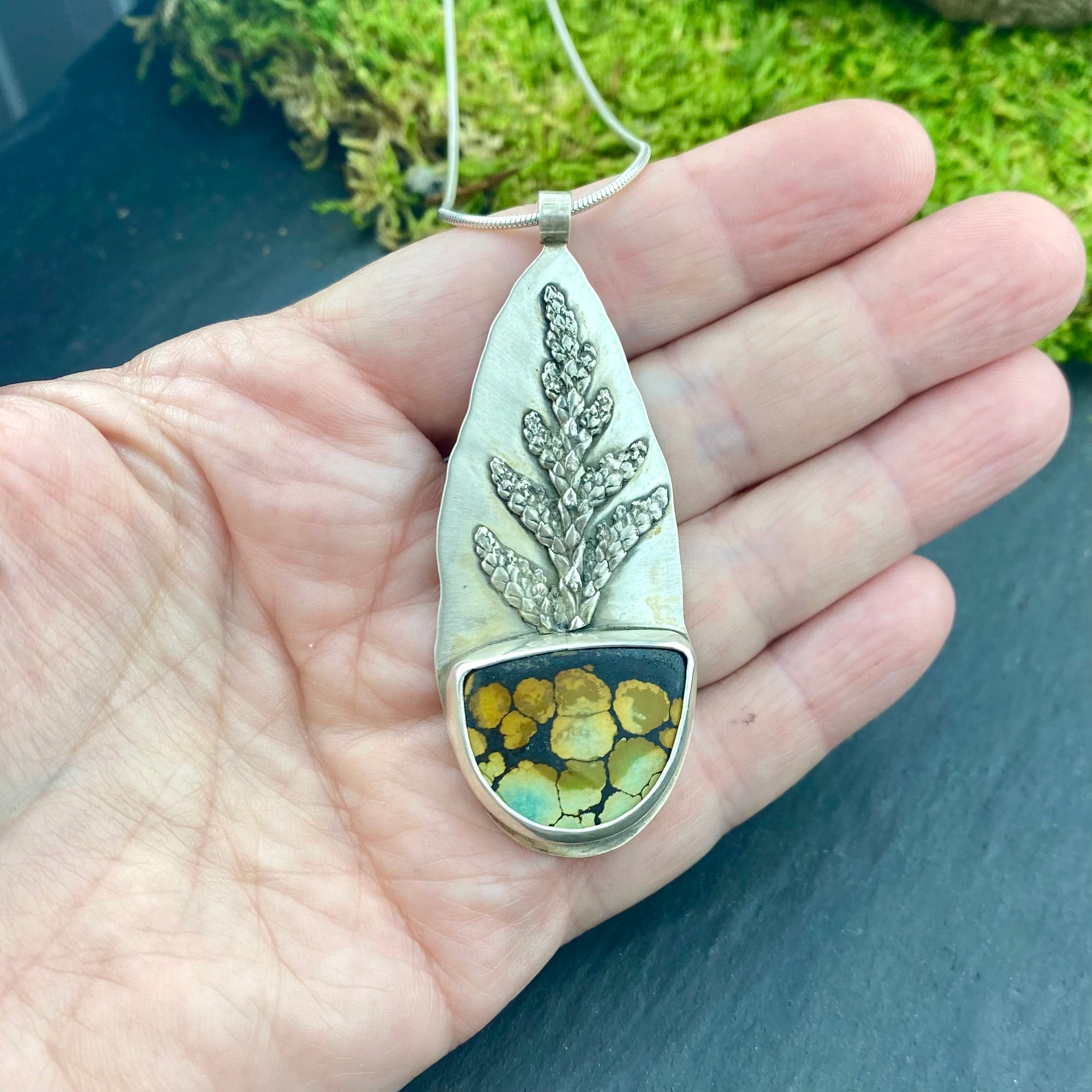 Grounded Natural Hubei Turquoise Pendant