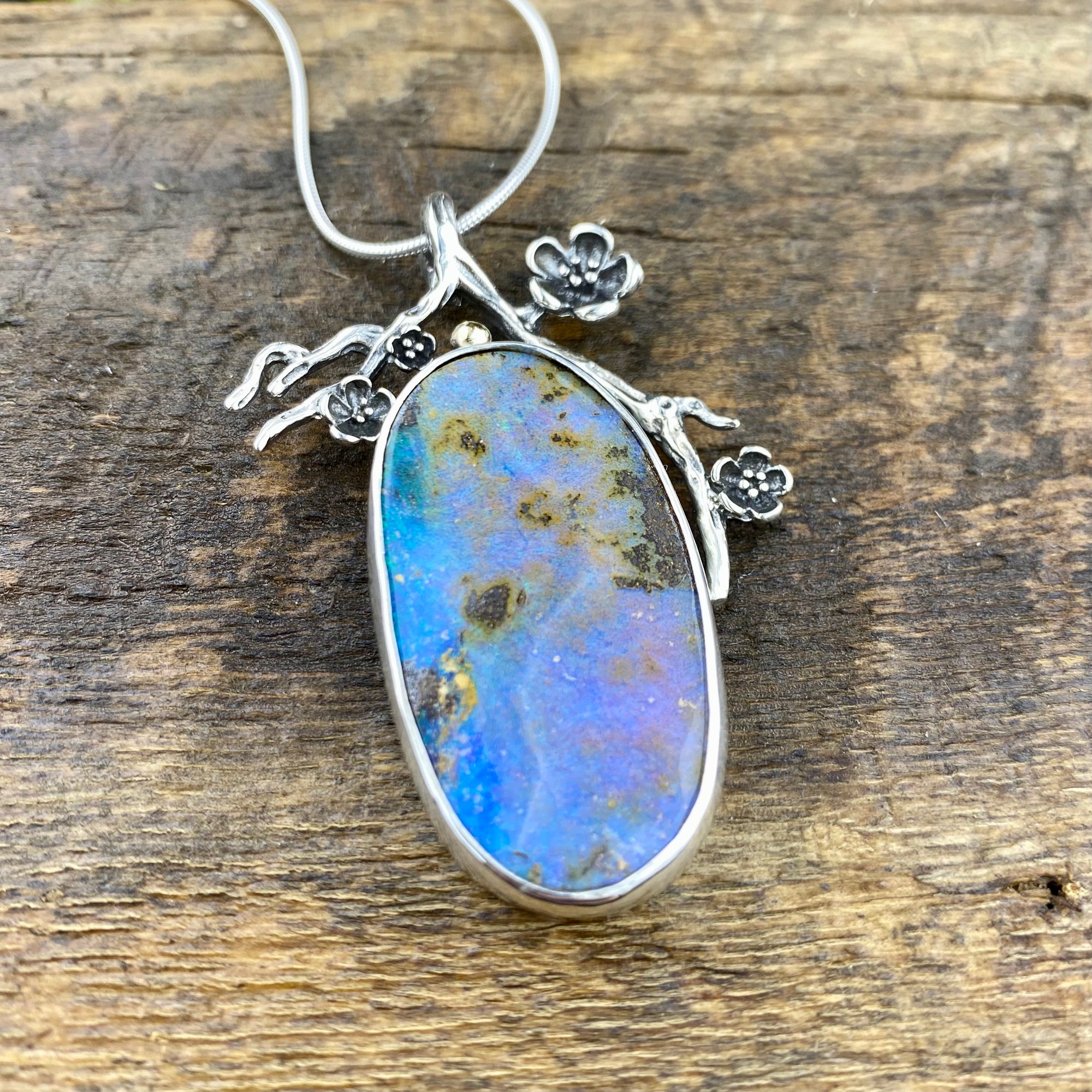 Beautiful Boulder Opal cherry blossom Abundance Pendant
