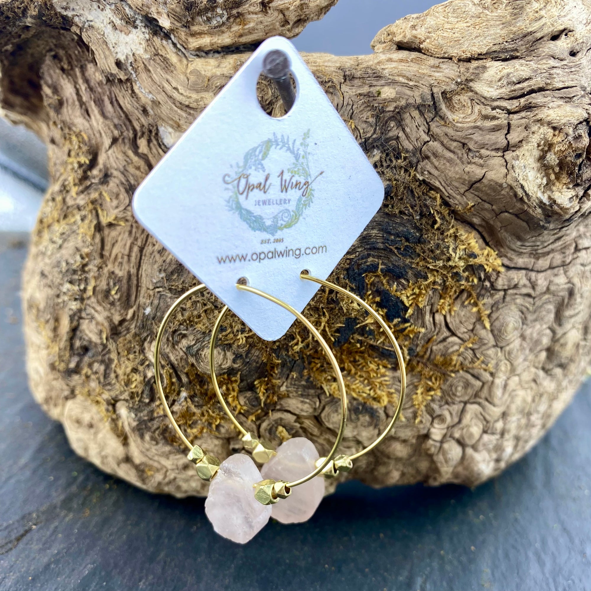 Gold Filled *Selene* earrings with Rose Quartz