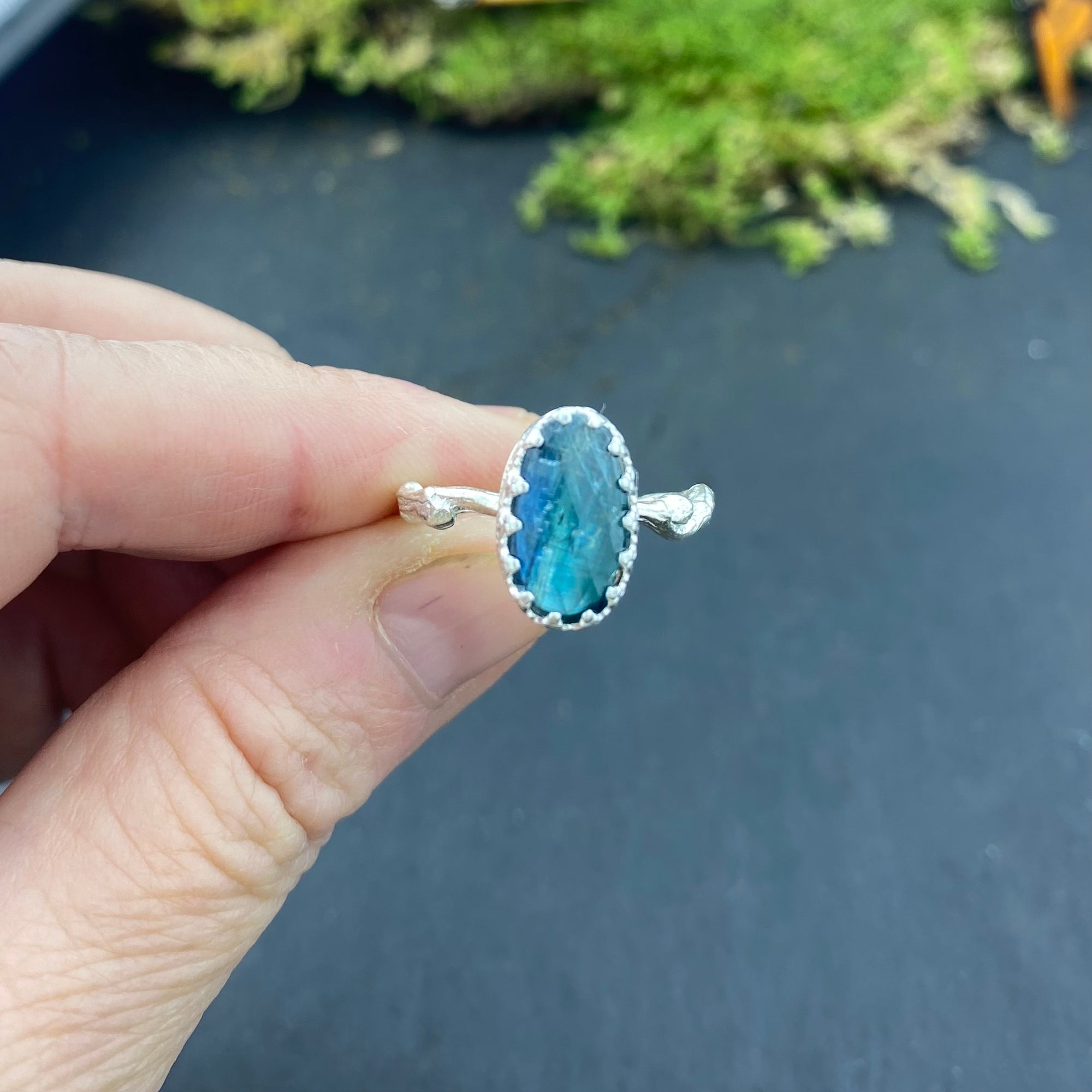 Teal Kyanite Goddess Ring