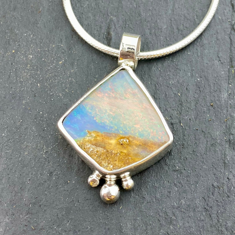 Sandy rocks Cryatal Opal Pendant